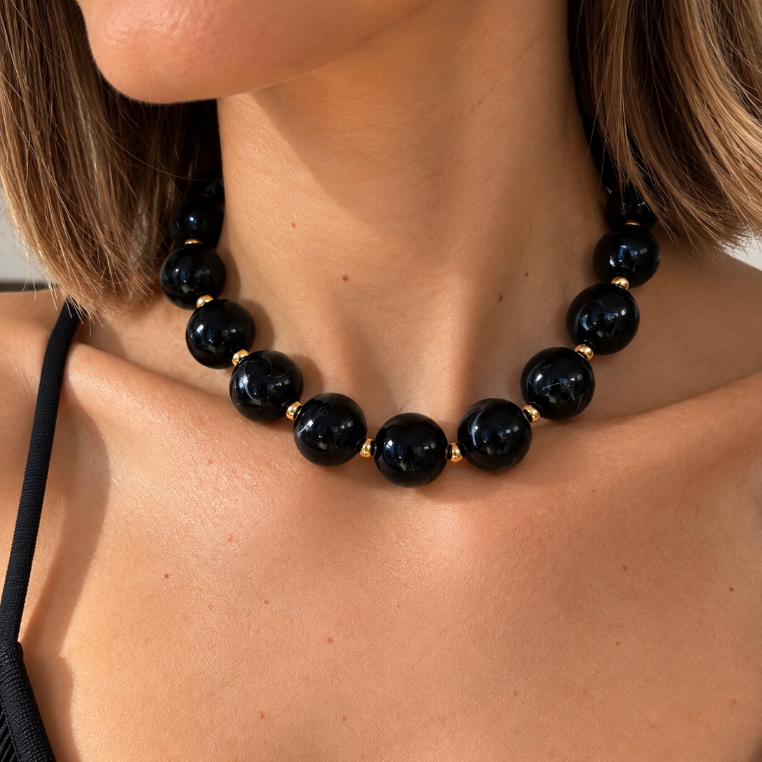 Collier perle Noir
