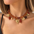 Collier perle ambre et doré