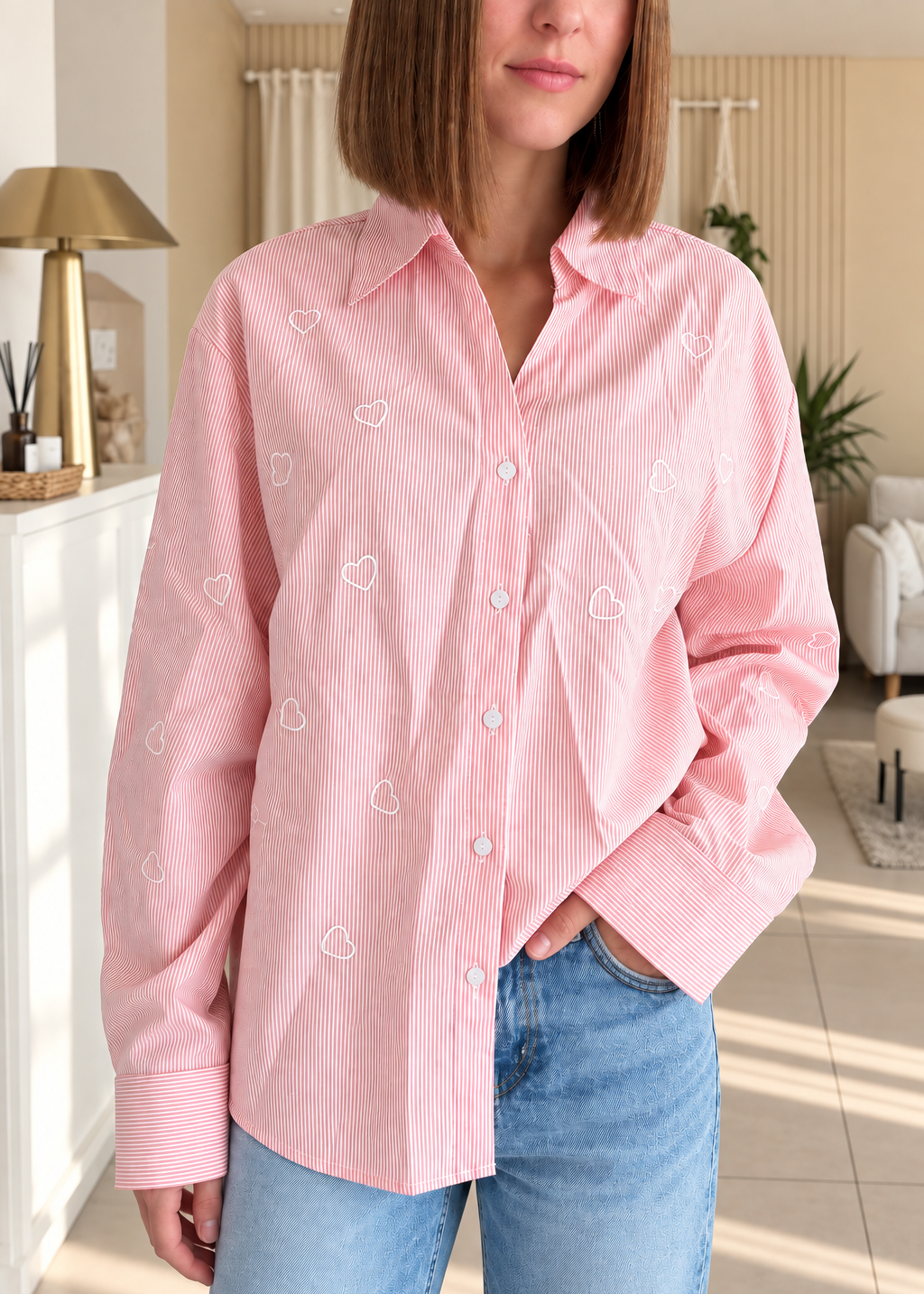 Chemise Coeur Rose