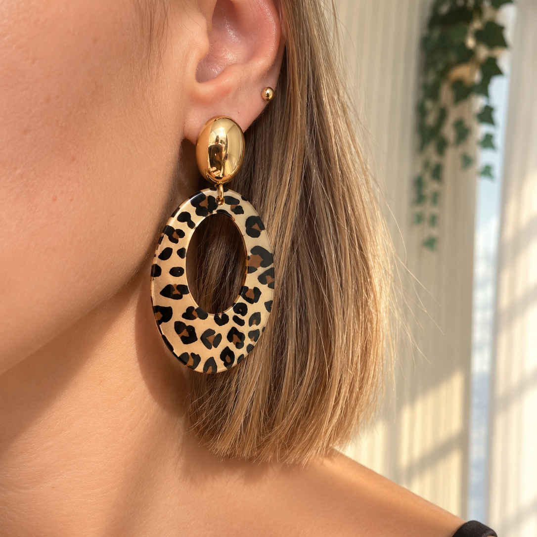 Boucle d'oreille anneau léopard