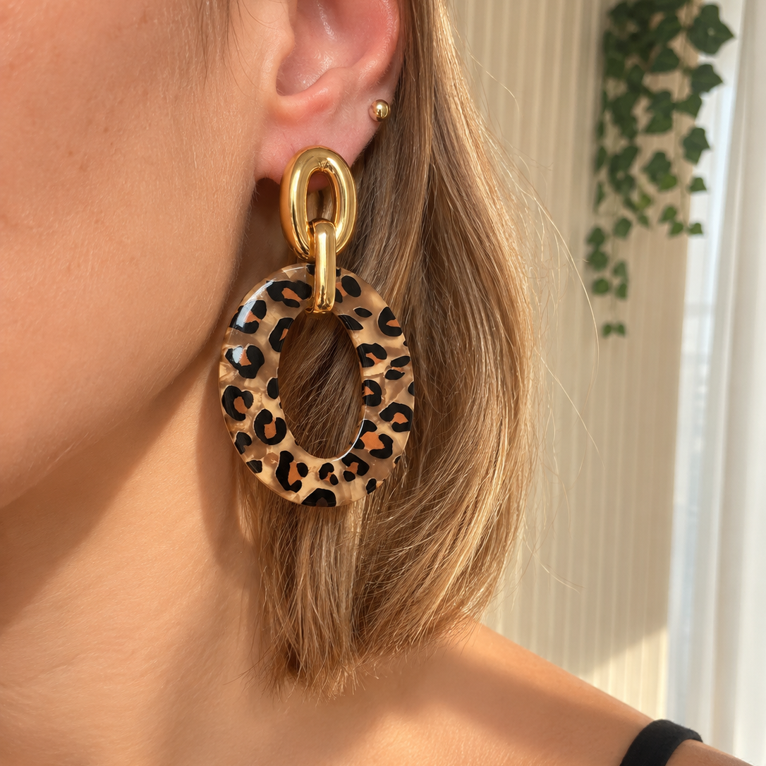 Boucle d'oreille léopard