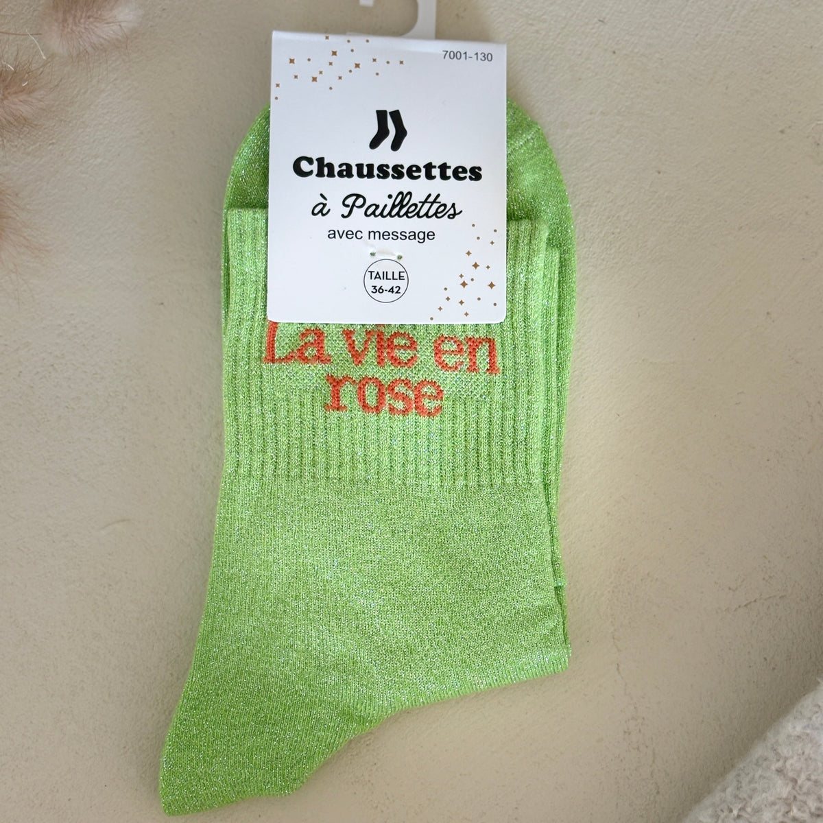 Chaussettes à paillettes La vie en rose