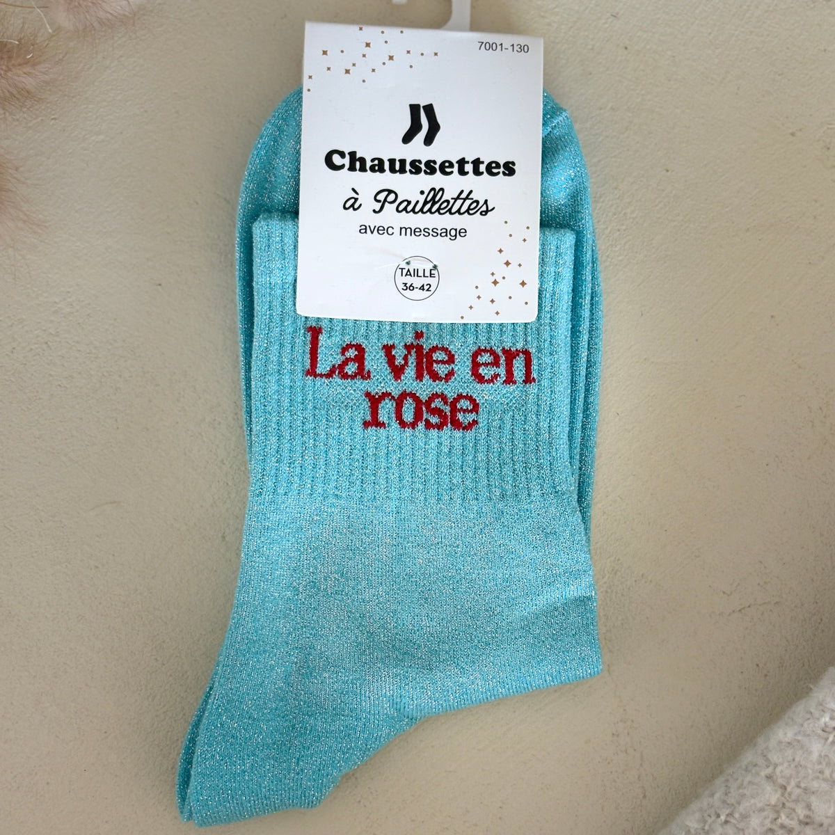 Chaussettes à paillettes La vie en rose
