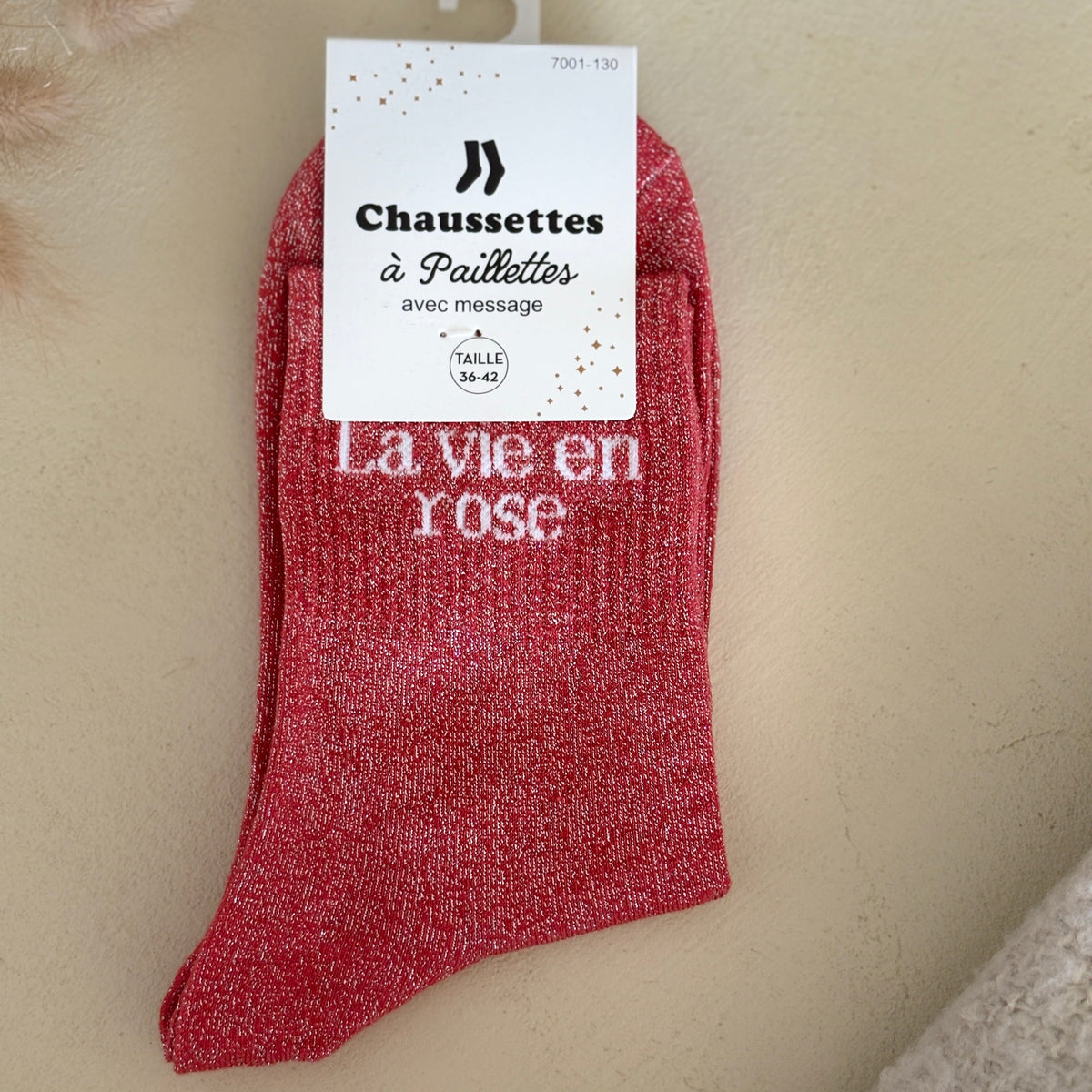 Chaussettes à paillettes La vie en rose