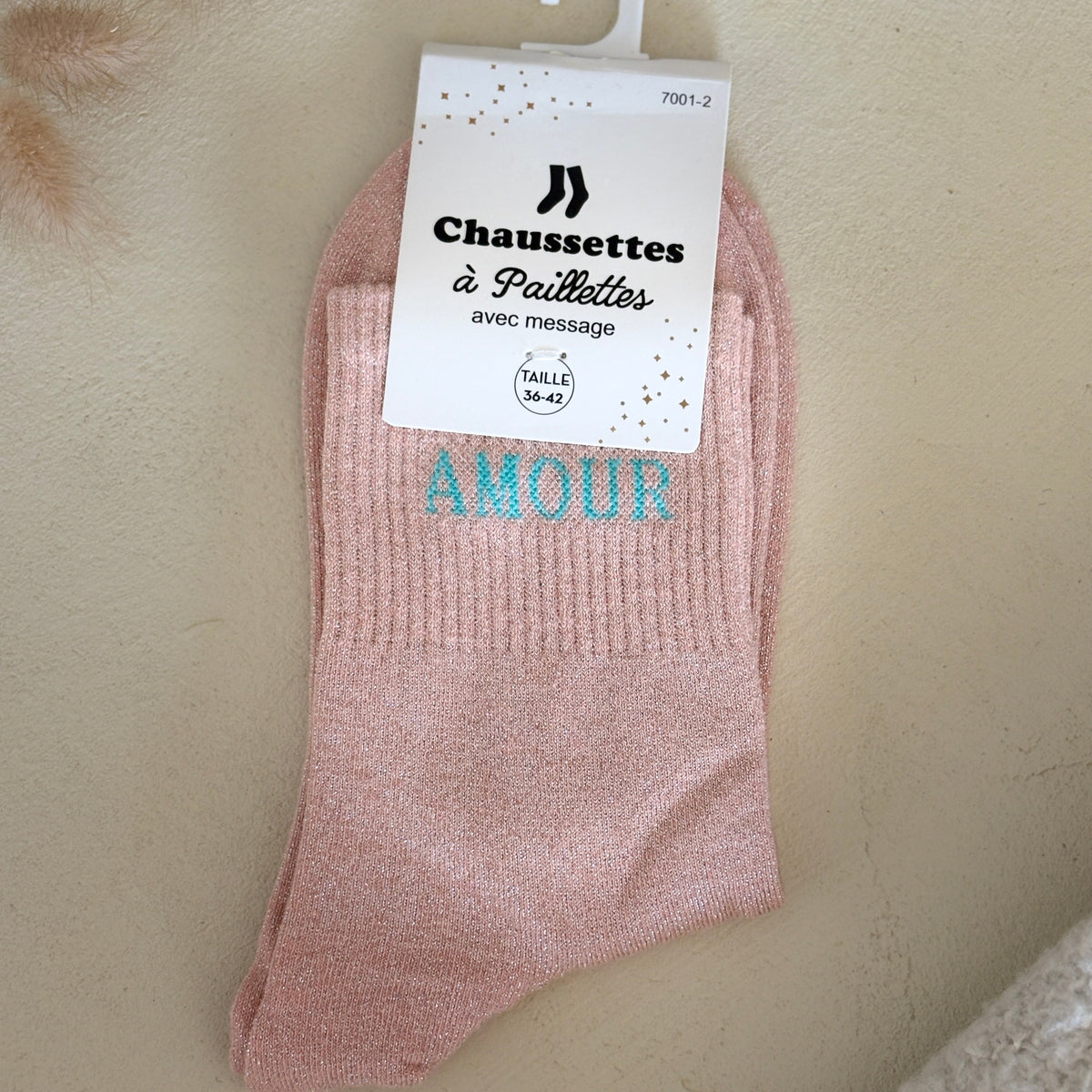 Chaussettes à paillettes Amour