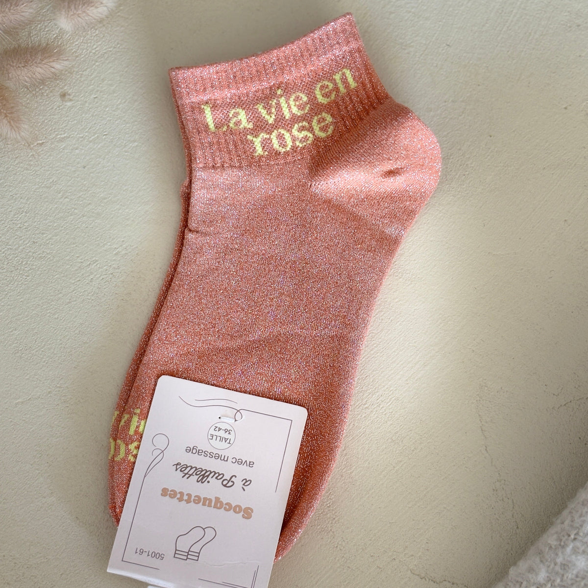 Chaussettes basse à paillettes La vie en rose