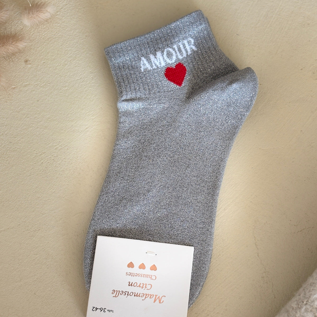 Chaussettes basse à paillettes Amour